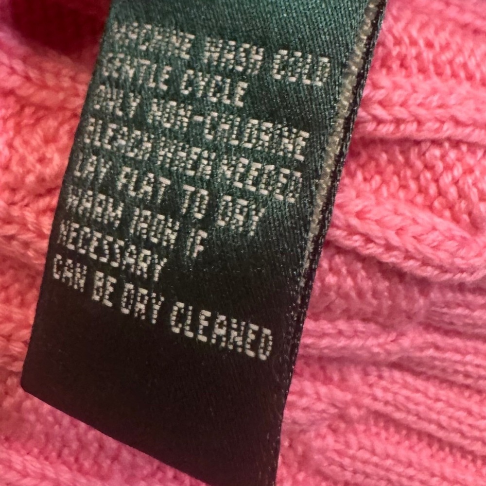 Lauren Ralph Lauren Women's Pink Cable- Knit Sweater S/L Preppy Old Money Luxury - Picture 8 of 8